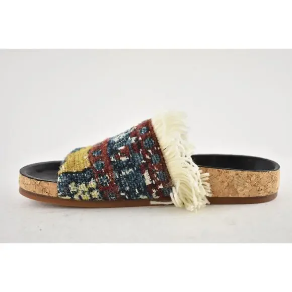 Chloe Kerenin Kilim Rug Tapestry Fringe Multicolor Slide Slip On Flat Sandal 36 - Picture 10 of 14